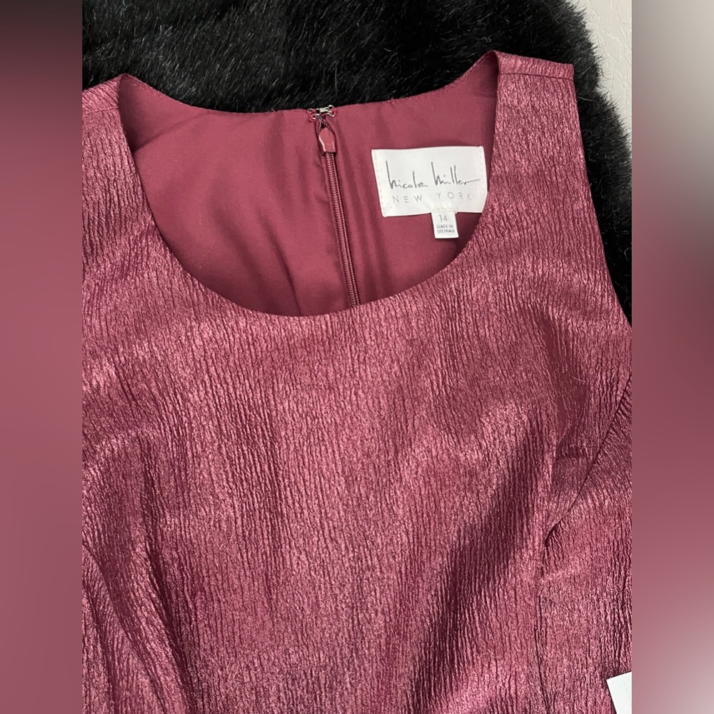 Brand new “Nicolle Miller New York” crewneck A-Line dress in Burgundy size 14.